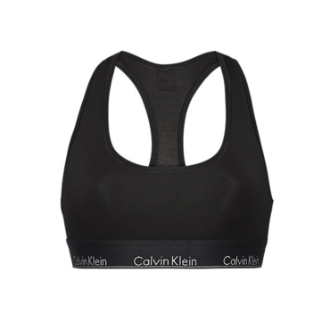 Calvin Klein Podprsenka Cotton All Black Silver Logo