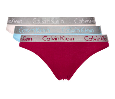 Calvin Klein 3Pack Tanga Červené, Tyrkysové, Púdrové