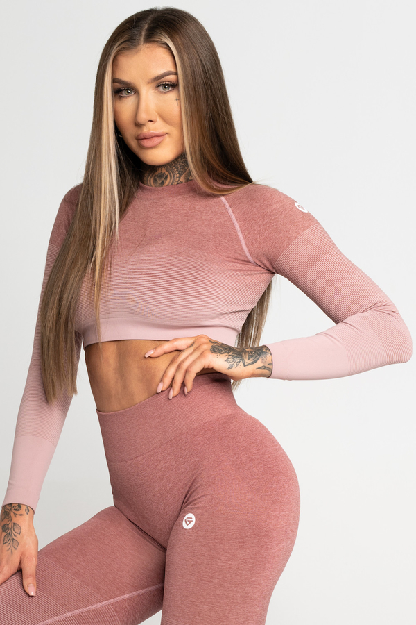 Gym Glamour Crop-Top Taupe Ombre, M