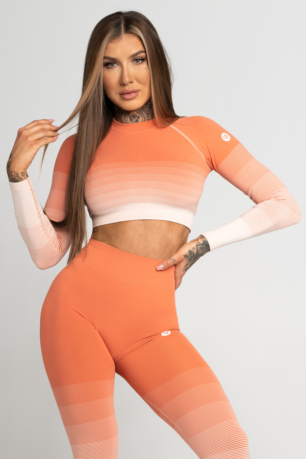 Gym Glamour Crop-Top Coral Ombre, L