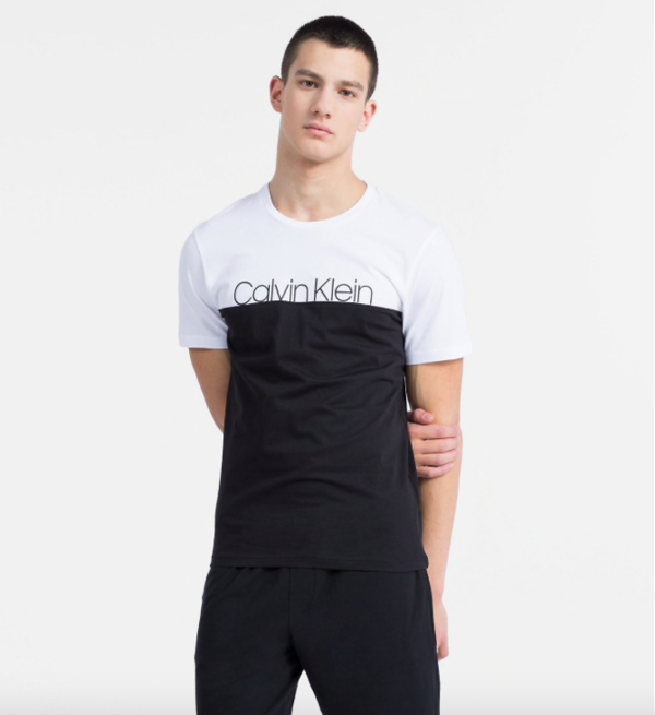 Calvin Klein Pánské Tričko Logo Bielo-Čierné, S - 1