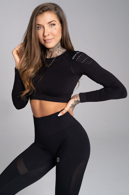 Gym Glamour Crop-Top All Black, S - 1
