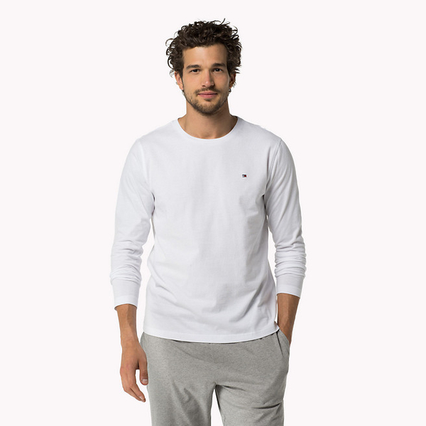 Tommy Hilfiger Pánska tričko s dlhými rukávmi Biele - 1