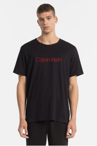Calvin Klein Pánske Tričko Čierne S Červeným Logom, S