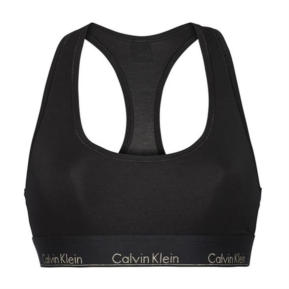 Calvin Klein Podprsenka Cotton All Black Gold Logo, S