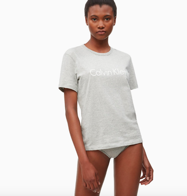 Calvin Klein Dámské Tričko Logo Sivé - 1