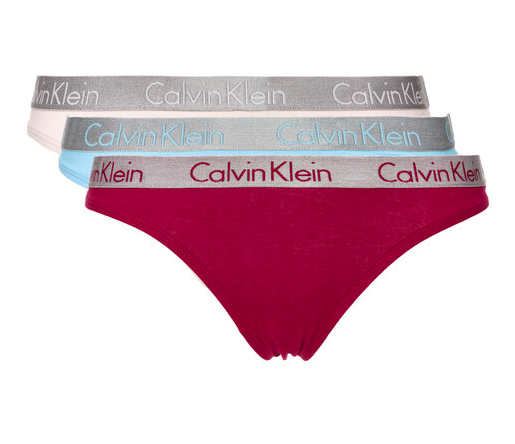 Calvin Klein 3Pack Tanga Červené, Tyrkysové, Púdrové, S