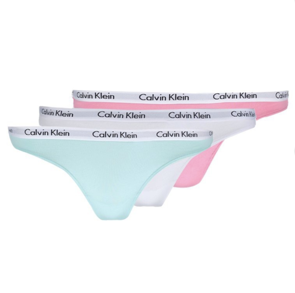 Calvin Klein 3Pack Tangá White, Menthol&Pink, XS - 2