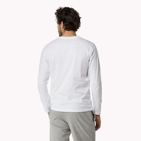 Tommy Hilfiger Pánska tričko s dlhými rukávmi Biele - 2