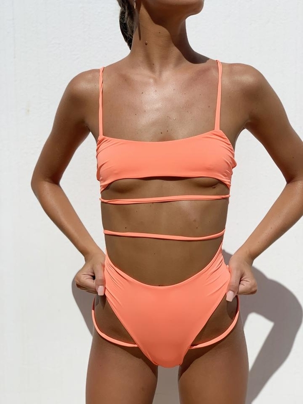 Hugz Plavky Malibu Cut Out Swimsuit Orange - 2