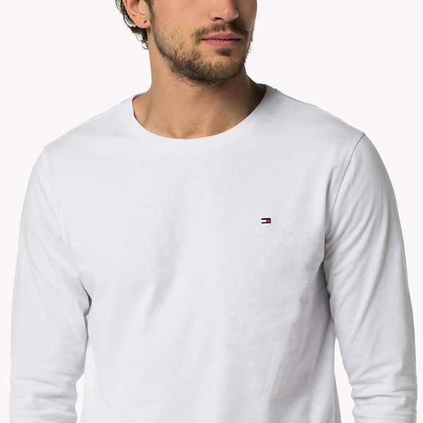 Tommy Hilfiger Pánska tričko s dlhými rukávmi Biele - 3