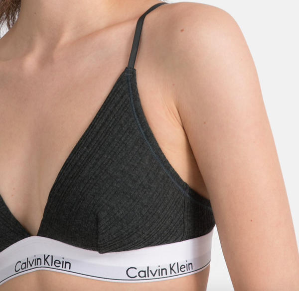 Calvin Klein Podprsenka Triangle Rib Knit Sivo-Čierná - 4