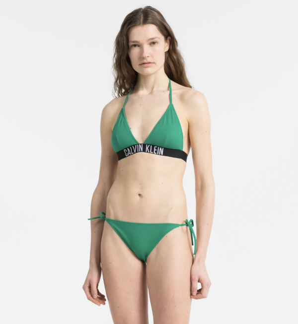 Calvin Klein Plavky Fixed Triangle Zelené Vrchní Diel, S - 4
